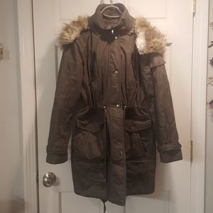 Long Winter coat with faux fur hood